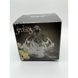 Vintage Crystal Clear Studios Sutton Place Clear Candy Dish & Lid In Box